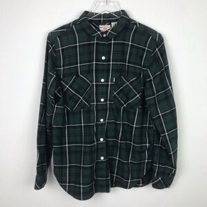 LEVI’S Boyfriend Green Plaid Flannel Cotton